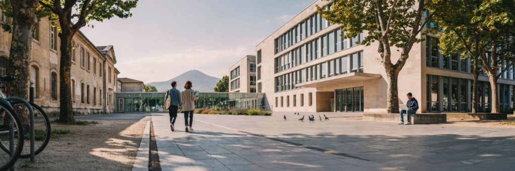 Campus universitaire calme à Clermont-Ferrand à l’approche de la rentrée